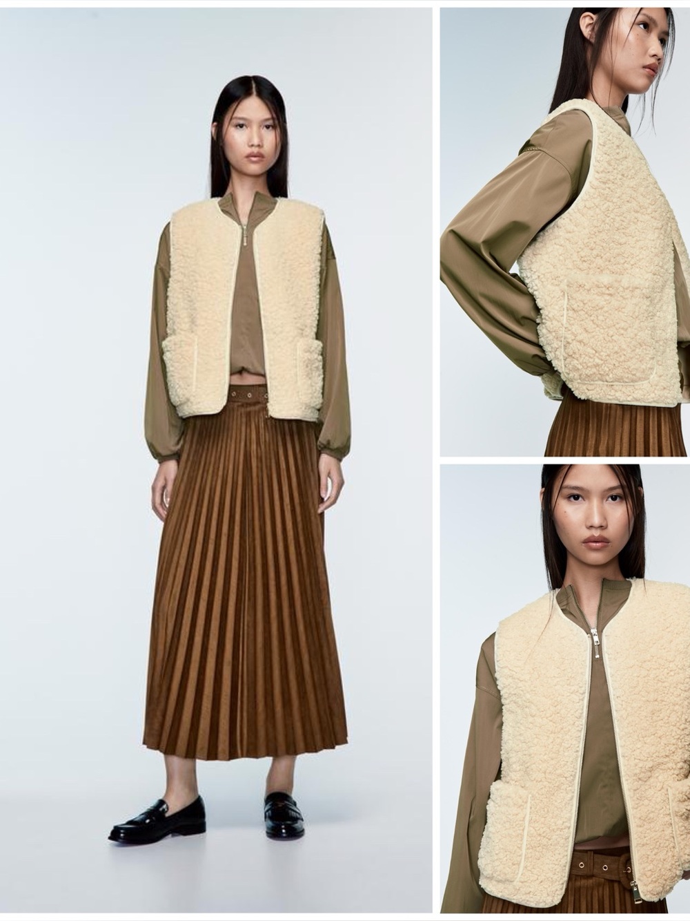 ZARA ~ Faux Shearling / Teddy Fleece Vest